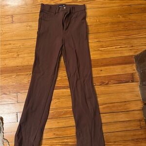 Women Flare Tight High Rise Brown Pants
